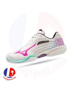 Giày cầu lông Mizuno Wave Claw 2 - Trắng Xanh Tím chính hãng