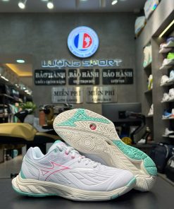 Giày cầu lông Mizuno Wave Fang 2 - Trắng xanh ngọc chính hãng (71GA231340)